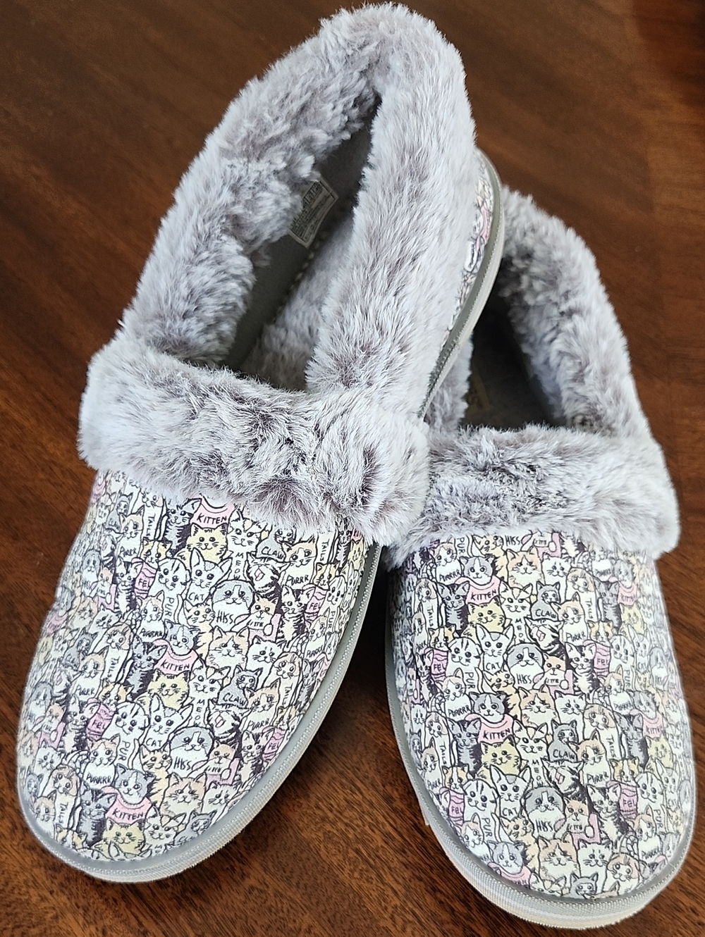 BOBS by Skechers Too Cozy Cats Print Slip-On Slippers, 10